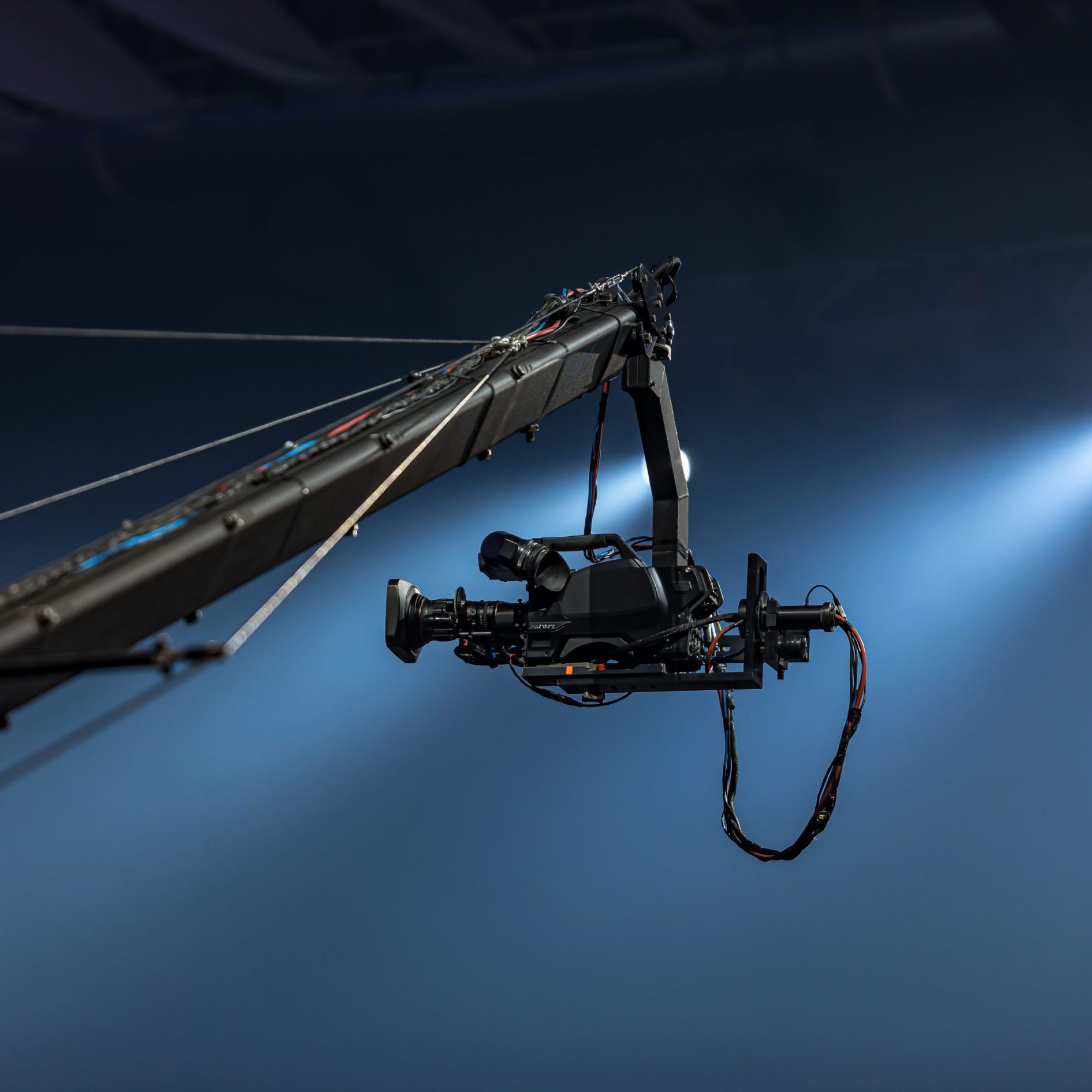 Professional digital video camera on a crane
